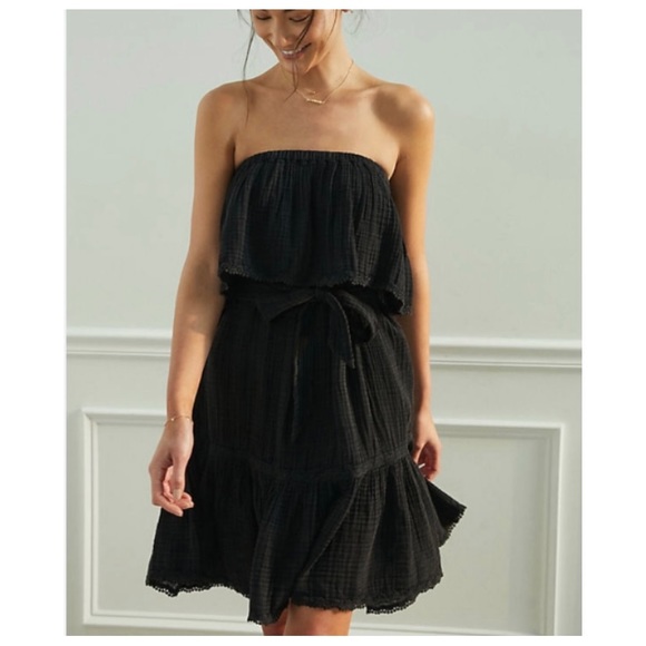DAILY PRACTICE BY ANTHROPOLOGIE BLACK KYLIE KONA STRAPLESS DRESS - Picture 6 of 15